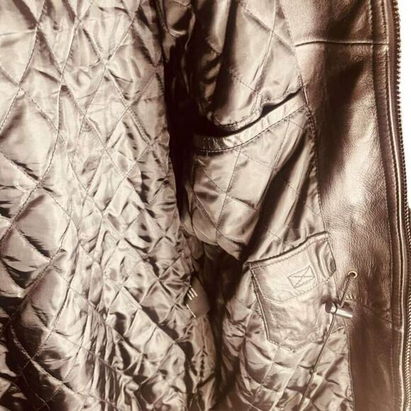 Boston Outfitters | Brn Genuine Leather Quilted Lined Bomber Jacket Size L | EUC - Picture 8 of 16
